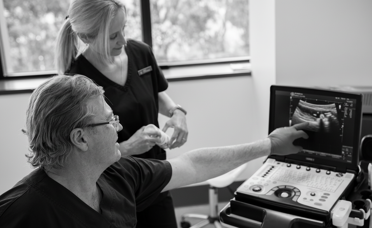 Patient receiving ultrasound support