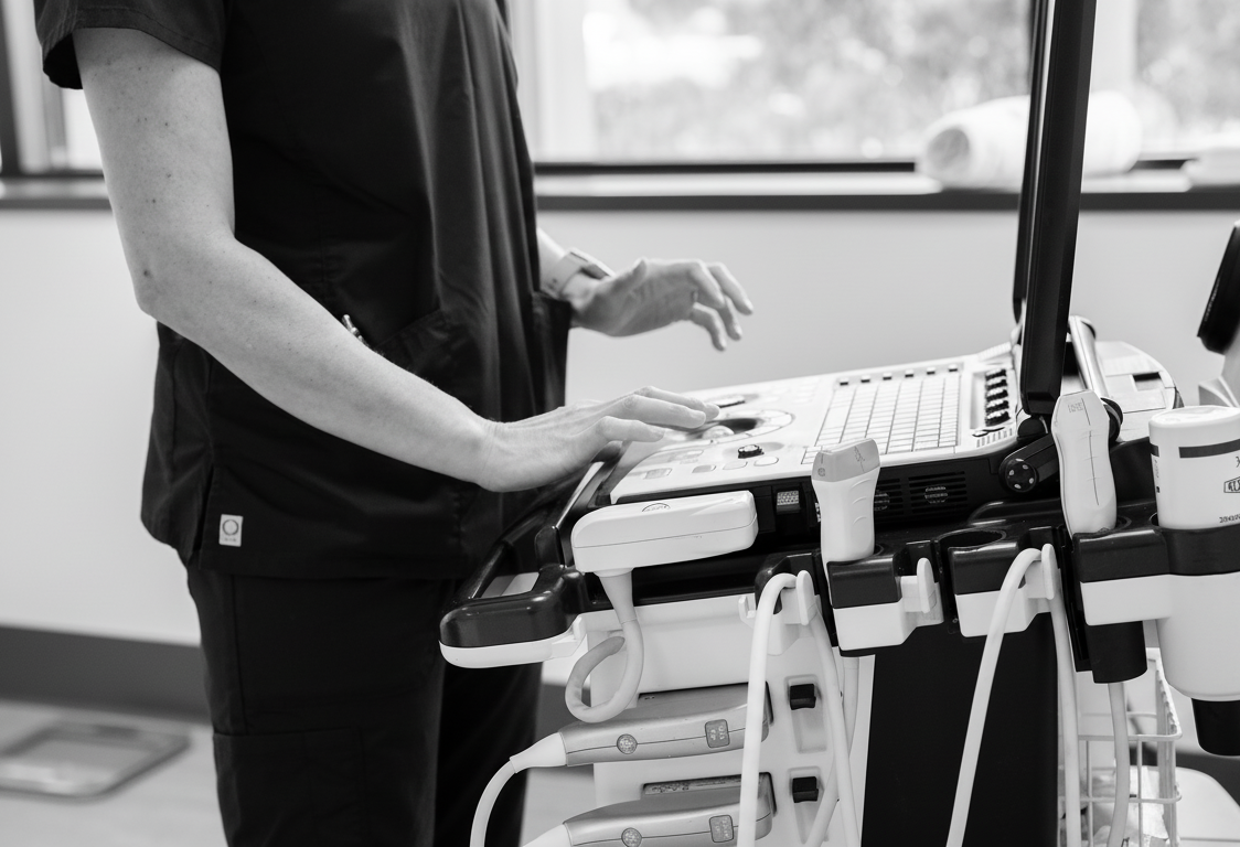 Ultrasound machine in use